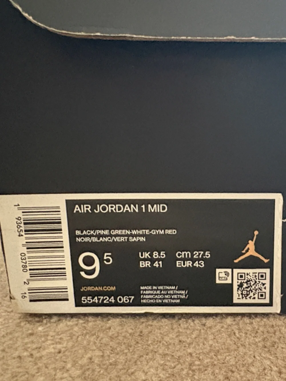 Nike Air Jordan 1 Mid — Black, White & Green
